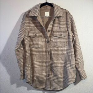 Joie Beige Plaid Utility Jacket/shacket
